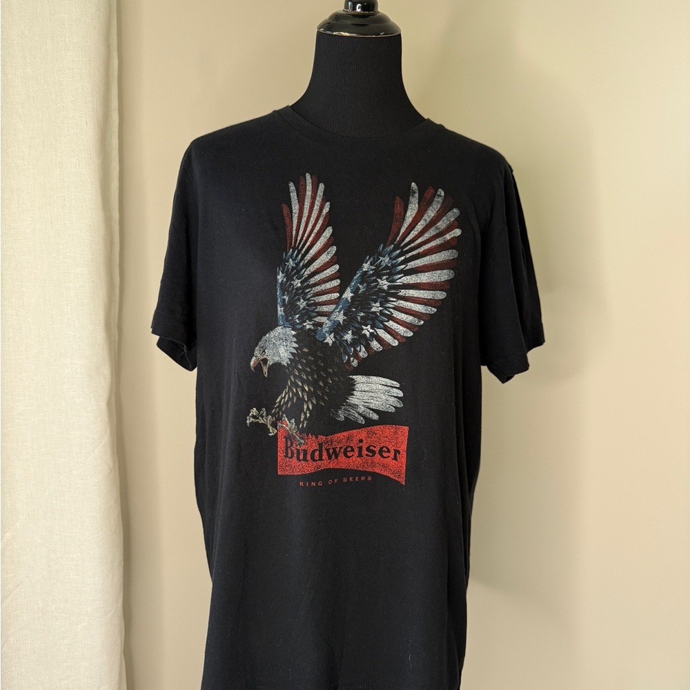 Budweiser Black Tee with Patriotic Eagle Design